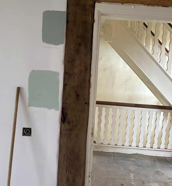 Oak beam cleaning at manor house near Chinnor, Oxfordshire