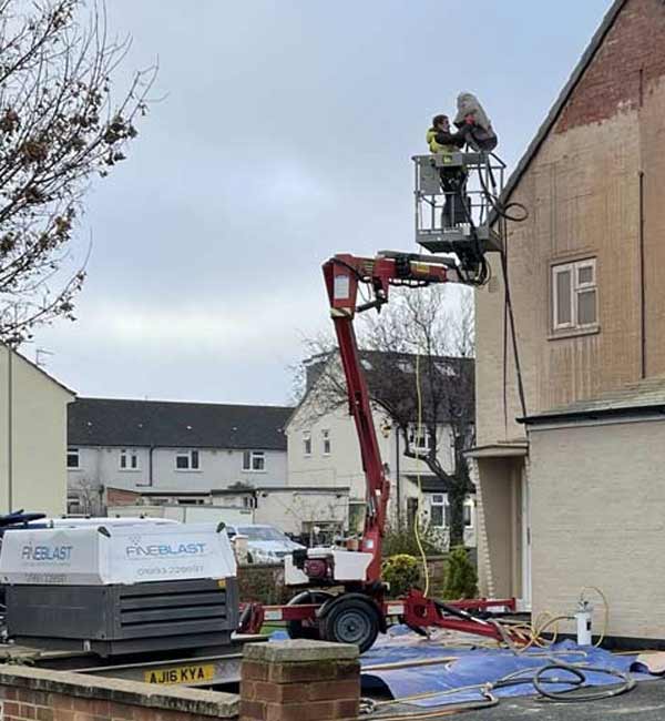 Exterior paint removal from a brick house near Abingdon, Oxfordshire