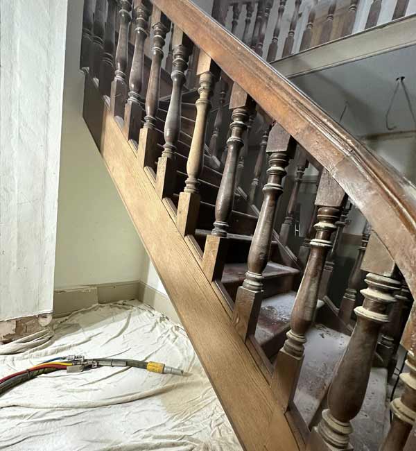 Oak staircase and doors cleaned at country home in Shilton, Oxfordshire